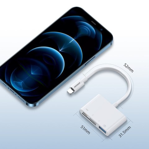 HUB czytnik kart adapter do iPhone OTG Lightning - USB czytnik kart SD TF biały HUB czytnik kart adapter do iPhone OTG Lightning - USB czytnik kart SD TF biały