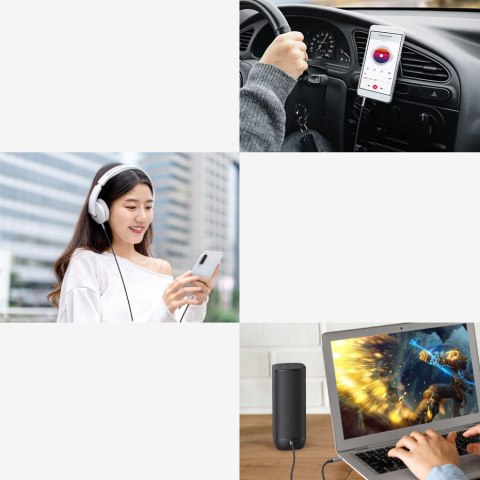 Kabel przewód audio AUX mini jack 3.5mm męski 3m czarny Kabel przewód audio AUX mini jack 3.5mm męski 3m czarny