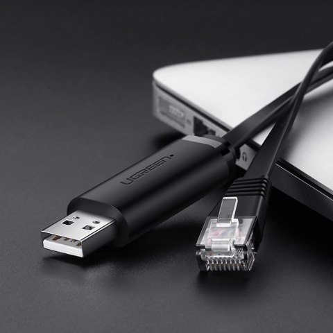 Kabel przewód konsolowy przejściówka USB - RJ45 skrętka ethernet 1.5m czarny Kabel przewód konsolowy przejściówka USB - RJ45 skrętka ethernet 1.5m czarny