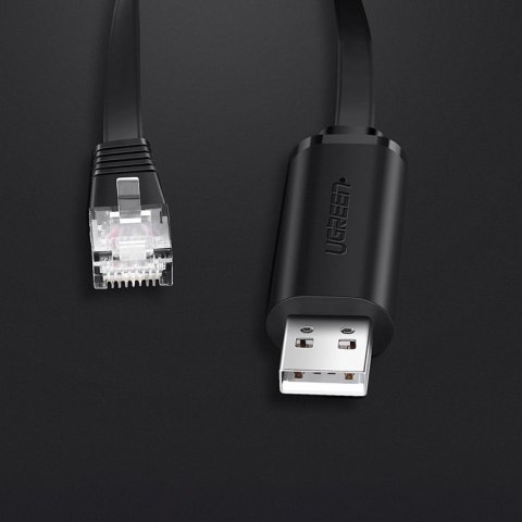 Kabel przewód konsolowy przejściówka USB - RJ45 skrętka ethernet 1.5m czarny Kabel przewód konsolowy przejściówka USB - RJ45 skrętka ethernet 1.5m czarny