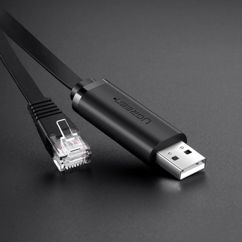 Kabel przewód konsolowy przejściówka USB - RJ45 skrętka ethernet 1.5m czarny Kabel przewód konsolowy przejściówka USB - RJ45 skrętka ethernet 1.5m czarny