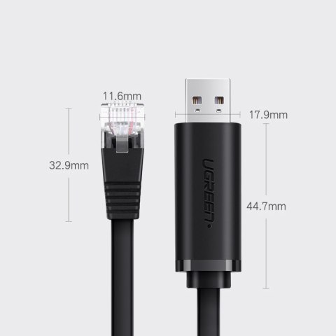 Kabel przewód konsolowy przejściówka USB - RJ45 skrętka ethernet 1.5m czarny Kabel przewód konsolowy przejściówka USB - RJ45 skrętka ethernet 1.5m czarny