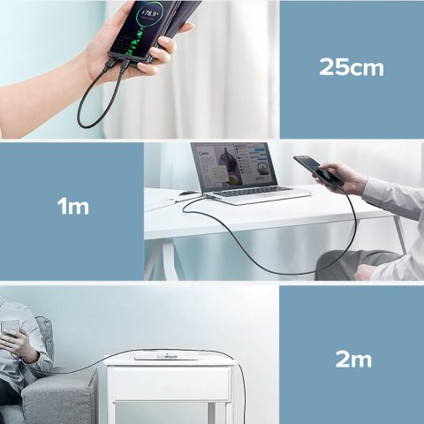 Kabel przewód przejściówka USB - USB-C Quick Charge 3.0 3A 0.25m czarny Kabel przewód przejściówka USB - USB-C Quick Charge 3.0 3A 0.25m czarny