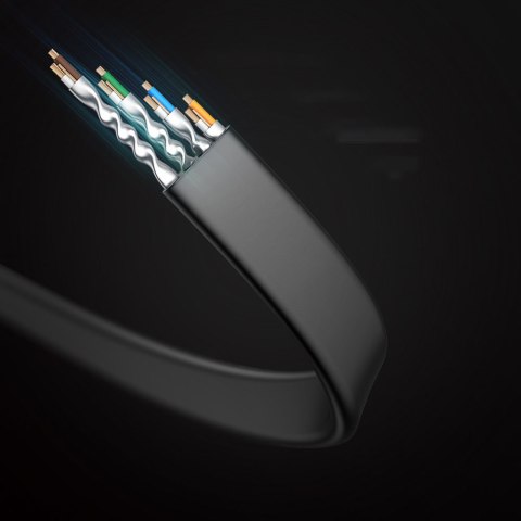 Płaski Kabel przewód patchcord sieciowy LAN Ethernet Cat.8 U/FTP 2m czarny Płaski Kabel przewód patchcord sieciowy LAN Ethernet Cat.8 U/FTP 2m czarny