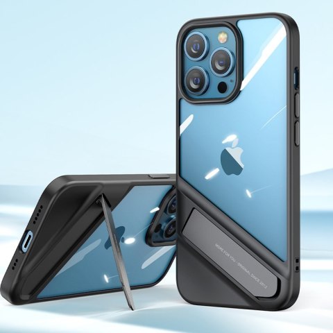 Sztywne etui z żelową ramką i podstawką do iPhone 13 Pro czarny Sztywne etui z żelową ramką i podstawką do iPhone 13 Pro czarny