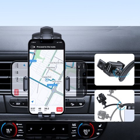 Uchwyt samochodowy na telefon smartfon na kokpit czarny Uchwyt samochodowy na telefon smartfon na kokpit czarny