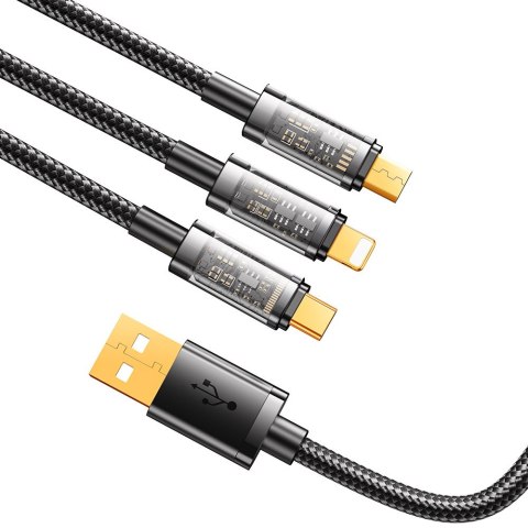 3w1 kabel przewód USB - USB-C / Lightning / micro USB 3.5 A 1.2m czarny 3w1 kabel przewód USB - USB-C / Lightning / micro USB 3.5 A 1.2m czarny