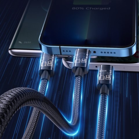 3w1 kabel przewód USB - USB-C / Lightning / micro USB 3.5 A 1.2m czarny 3w1 kabel przewód USB - USB-C / Lightning / micro USB 3.5 A 1.2m czarny