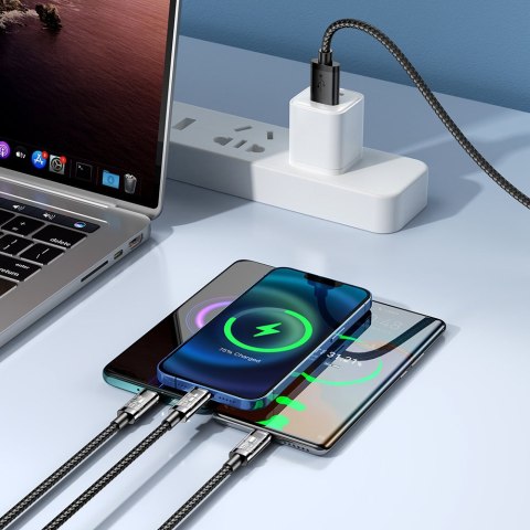 3w1 kabel przewód USB - USB-C / Lightning / micro USB 3.5 A 1.2m czarny 3w1 kabel przewód USB - USB-C / Lightning / micro USB 3.5 A 1.2m czarny