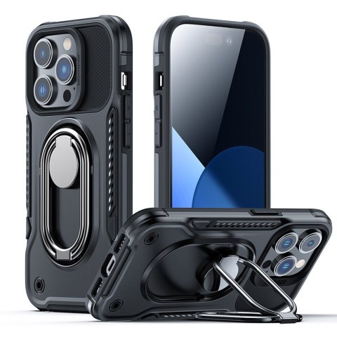 Etui do iPhone 14 Pro pancerny pokrowiec z podstawką uchwytem ring holder czarne Etui do iPhone 14 Pro pancerny pokrowiec z podstawką uchwytem ring holder czarne