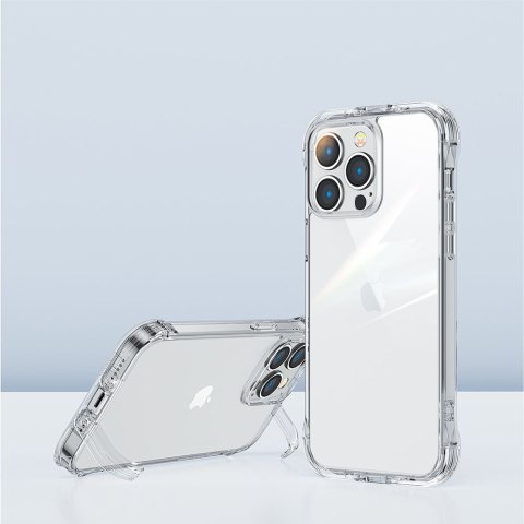 Etui pokrowiec do iPhone 14 Plus pancerna obudowa z haczykami podstawką przezroczysty Etui pokrowiec do iPhone 14 Plus pancerna obudowa z haczykami podstawką przezroczysty