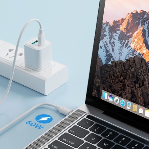 Kabel przewód USB-C - USB-C 480Mb/s 60W 1m biały Kabel przewód USB-C - USB-C 480Mb/s 60W 1m biały