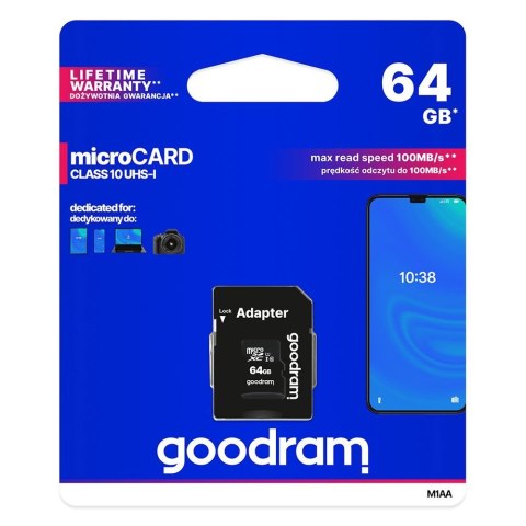 Karta pamięci Microcard 64GB micro SD XC UHS-I class 10 + adapter SD Karta pamięci Microcard 64GB micro SD XC UHS-I class 10 + adapter SD