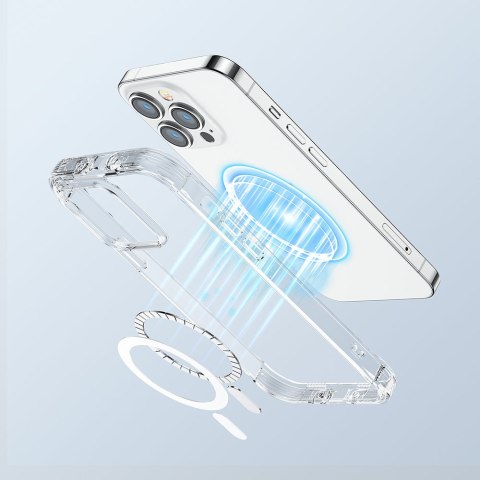 Magnetyczne etui do iPhone 14 Plus pancerny pokrowiec z haczykami podstawką przezroczysty Magnetyczne etui do iPhone 14 Plus pancerny pokrowiec z haczykami podstawką przezroczysty
