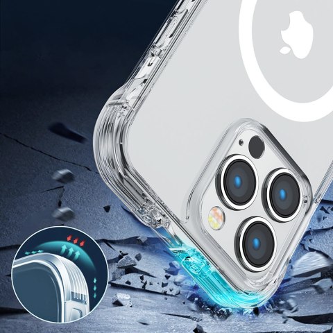Magnetyczne etui do iPhone 14 Pro Max pancerny pokrowiec z haczykami podstawką przezroczysty Magnetyczne etui do iPhone 14 Pro Max pancerny pokrowiec z haczykami podstawką przezroczysty