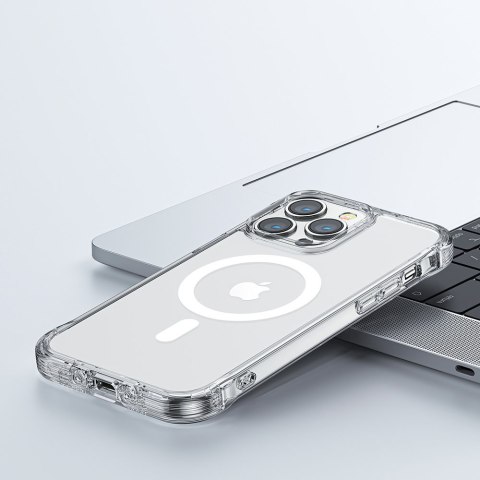 Magnetyczne etui do iPhone 14 Pro Max pancerny pokrowiec z haczykami podstawką przezroczysty Magnetyczne etui do iPhone 14 Pro Max pancerny pokrowiec z haczykami podstawką przezroczysty
