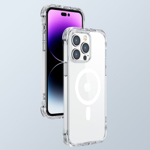 Magnetyczne etui do iPhone 14 Pro Max pancerny pokrowiec z haczykami podstawką przezroczysty Magnetyczne etui do iPhone 14 Pro Max pancerny pokrowiec z haczykami podstawką przezroczysty