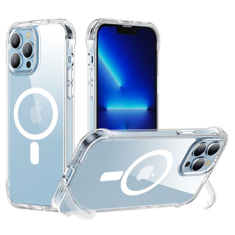 Magnetyczne etui do iPhone 14 Pro Max pancerny pokrowiec z haczykami podstawką przezroczysty Magnetyczne etui do iPhone 14 Pro Max pancerny pokrowiec z haczykami podstawką przezroczysty