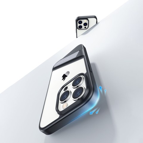Sztywne etui z żelową ramką i wbudowaną podstawką do iPhone 14 Pro czarny Sztywne etui z żelową ramką i wbudowaną podstawką do iPhone 14 Pro czarny