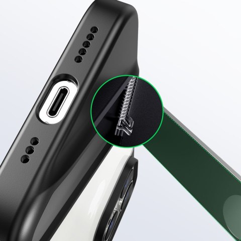 Sztywne etui z żelową ramką i wbudowaną podstawką do iPhone 14 Pro czarny Sztywne etui z żelową ramką i wbudowaną podstawką do iPhone 14 Pro czarny