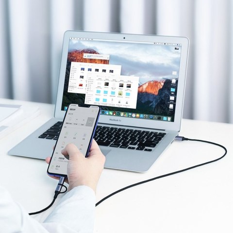 2w1 Kabel przewód w mocnym oplocie USB - microUSB + USB-C 1m 2.4A czarny 2w1 Kabel przewód w mocnym oplocie USB - microUSB + USB-C 1m 2.4A czarny