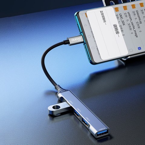 Adapter rozdzielacz HUB z gniazda USB-C na 4x USB czarny szary Adapter rozdzielacz HUB z gniazda USB-C na 4x USB czarny szary