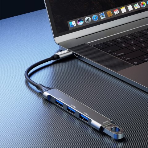 Adapter rozdzielacz HUB z gniazda USB-C na 4x USB czarny szary Adapter rozdzielacz HUB z gniazda USB-C na 4x USB czarny szary