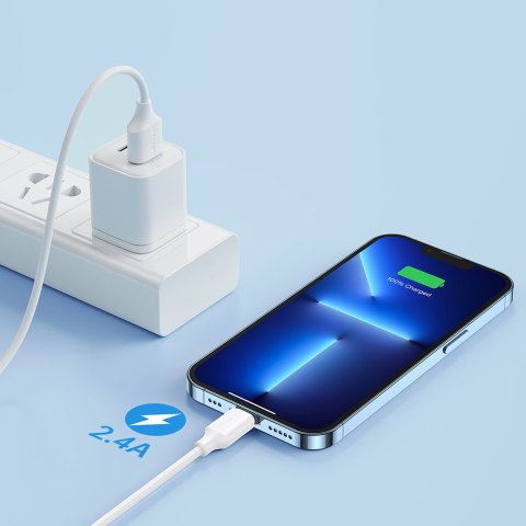 Elastyczny wytrzymały kabel USB - iPhone do ładowania i transmisji danych 1m biały Elastyczny wytrzymały kabel USB - iPhone do ładowania i transmisji danych 1m biały