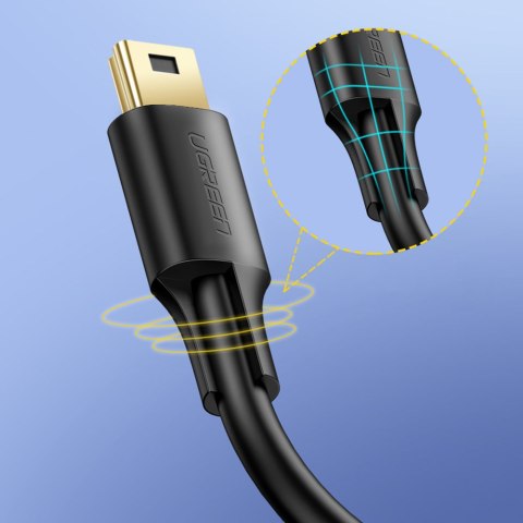 Kabel przewód USB - mini USB 5-pinowy pozłacany 0.5m czarny Kabel przewód USB - mini USB 5-pinowy pozłacany 0.5m czarny