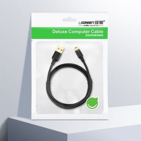 Kabel przewód USB - mini USB 5-pinowy pozłacany 0.5m czarny Kabel przewód USB - mini USB 5-pinowy pozłacany 0.5m czarny