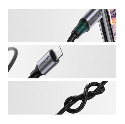 Kabel przewód audio AUX do iPhone MFI Lightning - 3.5 mmmini jack 1m szary Kabel przewód audio AUX do iPhone MFI Lightning - 3.5 mmmini jack 1m szary