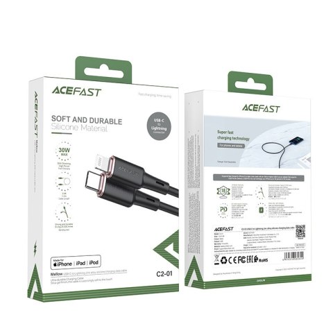 Kabel przewód do iPhone MFI USB-C - Lightning 30W 3A 1.2m czarny Kabel przewód do iPhone MFI USB-C - Lightning 30W 3A 1.2m czarny