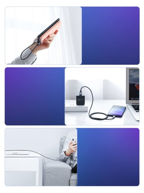 Kabel przewód w mocnym oplocie USB - USB-C QC 3.0 3A 2m szary Kabel przewód w mocnym oplocie USB - USB-C QC 3.0 3A 2m szary