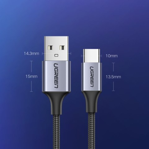 Kabel przewód w mocnym oplocie USB - USB-C QC 3.0 3A 2m szary Kabel przewód w mocnym oplocie USB - USB-C QC 3.0 3A 2m szary