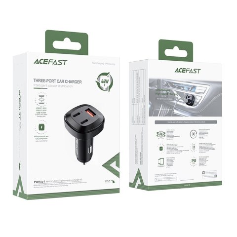 Ładowarka samochodowa 66W 2x USB-C USB Power Delivery QC 4.0 czarny Ładowarka samochodowa 66W 2x USB-C USB Power Delivery QC 4.0 czarny