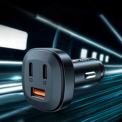 Ładowarka samochodowa 66W 2x USB-C USB Power Delivery QC 4.0 czarny Ładowarka samochodowa 66W 2x USB-C USB Power Delivery QC 4.0 czarny