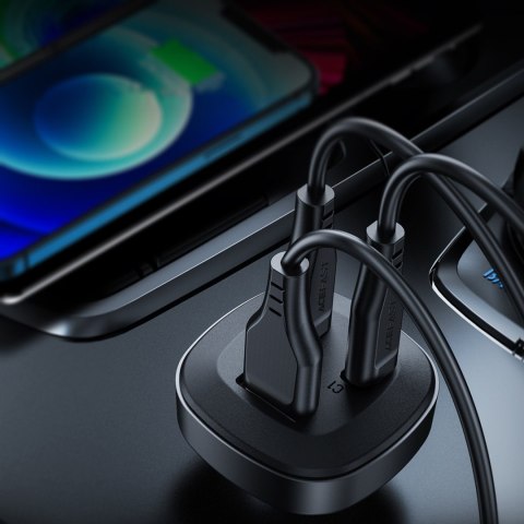 Ładowarka samochodowa 66W 2x USB-C USB Power Delivery QC 4.0 czarny Ładowarka samochodowa 66W 2x USB-C USB Power Delivery QC 4.0 czarny