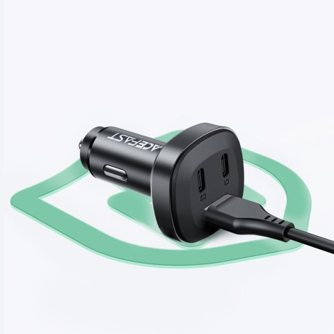 Ładowarka samochodowa 66W 2x USB-C USB Power Delivery QC 4.0 czarny Ładowarka samochodowa 66W 2x USB-C USB Power Delivery QC 4.0 czarny