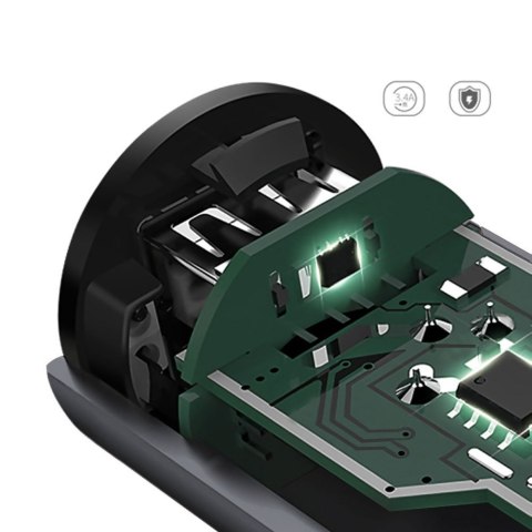 Ładowarka samochodowa R5s z podświetleniem 2x USB 3.4A szary Ładowarka samochodowa R5s z podświetleniem 2x USB 3.4A szary
