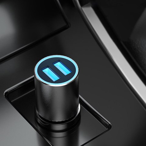 Ładowarka samochodowa R5s z podświetleniem 2x USB 3.4A szary Ładowarka samochodowa R5s z podświetleniem 2x USB 3.4A szary