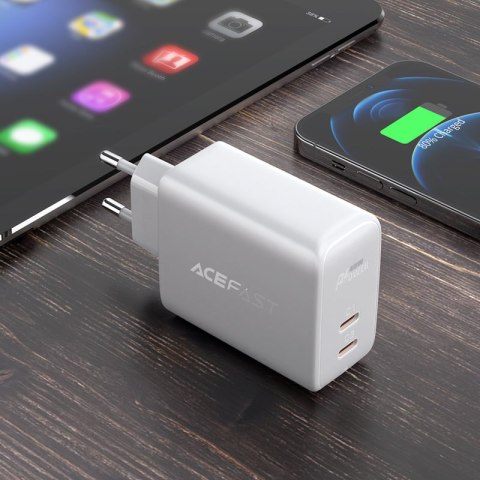 Ładowarka sieciowa 2x USB-C 40W PPS PD QC 3.0 AFC FCP biały Ładowarka sieciowa 2x USB-C 40W PPS PD QC 3.0 AFC FCP biały