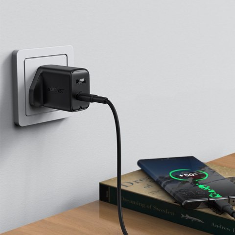 Ładowarka sieciowa angielska GaN USB-C 30W Q3 3.0 AFC FCP wtyczka UK biały Ładowarka sieciowa angielska GaN USB-C 30W Q3 3.0 AFC FCP wtyczka UK biały