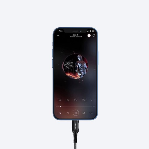 Przejściówka adapter audio AUX do iPhone MFI Lightning - 3.5mm mini jack 18cm czarny Przejściówka adapter audio AUX do iPhone MFI Lightning - 3.5mm mini jack 18cm czarny