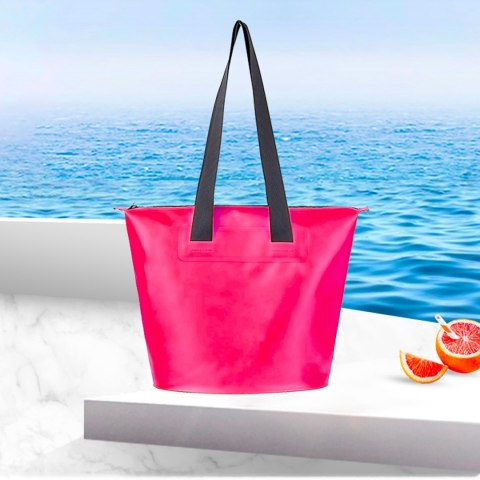 Torba plażowa wodoodporna PVC z paskiem na ramię 11L - różowa Torba plażowa wodoodporna PVC z paskiem na ramię 11L - różowa