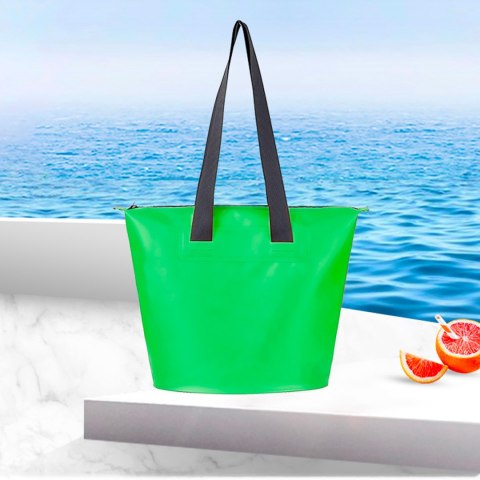 Torba plażowa wodoodporna PVC z paskiem na ramię 11L - zielona Torba plażowa wodoodporna PVC z paskiem na ramię 11L - zielona