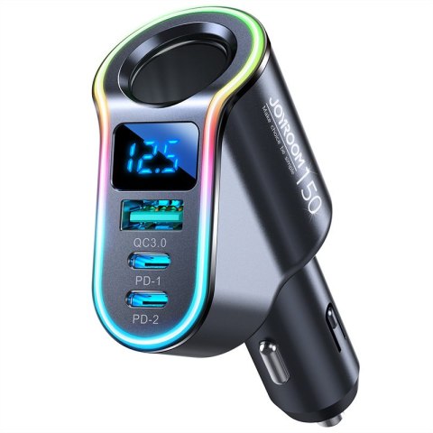 4w1 Szybka ładowarka samochodowa USB-A 2x USB-C PD 150W czarna 4w1 Szybka ładowarka samochodowa USB-A 2x USB-C PD 150W czarna
