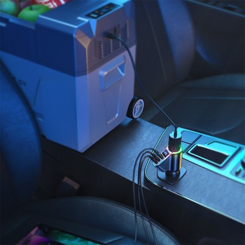 4w1 Szybka ładowarka samochodowa USB-A 2x USB-C PD 150W czarna 4w1 Szybka ładowarka samochodowa USB-A 2x USB-C PD 150W czarna