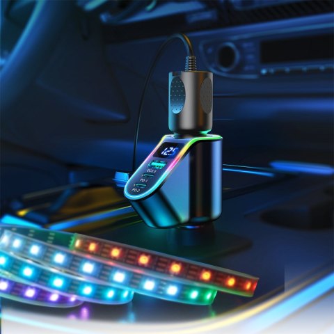 4w1 Szybka ładowarka samochodowa USB-A 2x USB-C PD 150W czarna 4w1 Szybka ładowarka samochodowa USB-A 2x USB-C PD 150W czarna