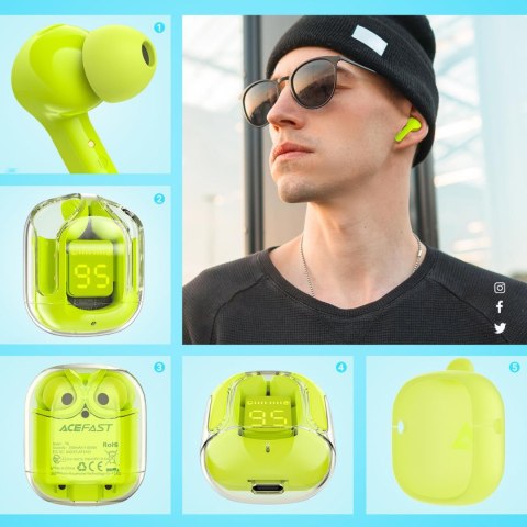 Dokanałowe słuchawki bezprzewodowe TWS Bluetooth zielony Dokanałowe słuchawki bezprzewodowe TWS Bluetooth zielony