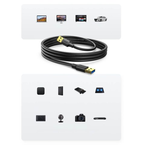 Kabel przewód USB-A 3.0 5Gb/s 0.5m czarny Kabel przewód USB-A 3.0 5Gb/s 0.5m czarny